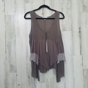 Mystree boho open midriff flowy tank, size L